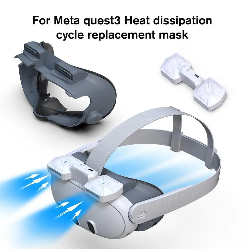 VR Active Air Circulation For Oculus Quest 3 Magnetic Cooling Fan Relieve Lens Fogging Leather Facial Interface Pad Accessories