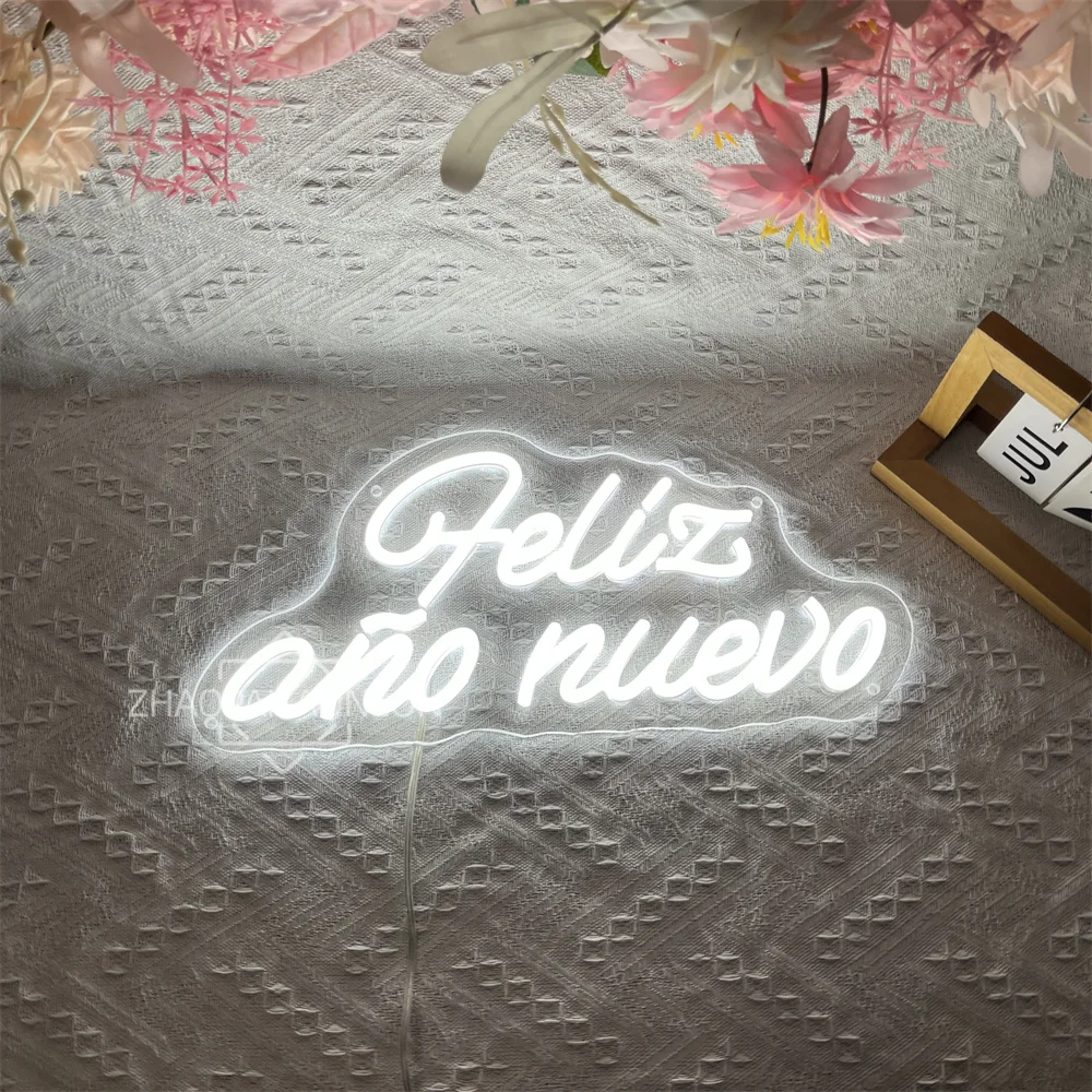 سنة جديدة سعيدة النيون تسجيل 2026 عيد ميلاد سعيد ديكور غرفة نوم المنزل Feliz ano nuevo النيون Led علامات جدار ديكور أضواء الهدايا #5