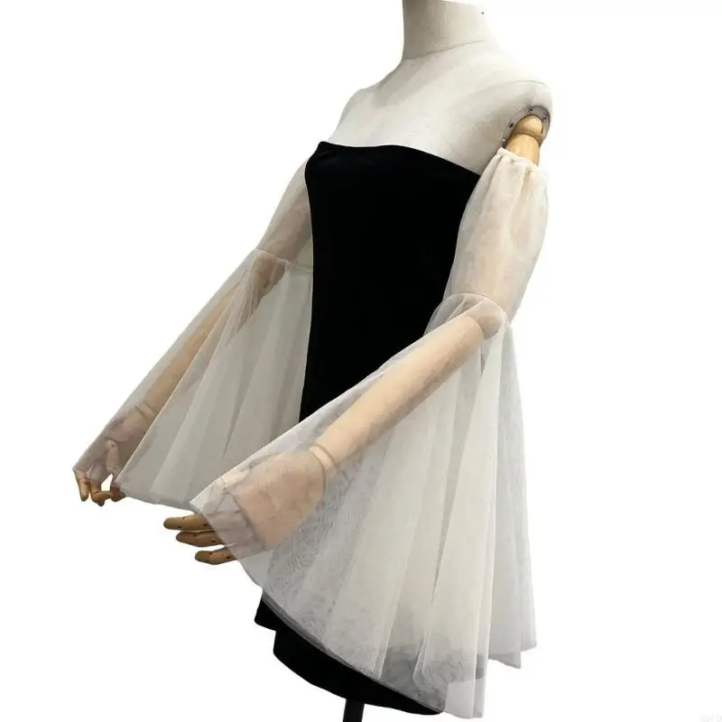 

M6CD Mesh Arm Extension Arm Sleeves Elegant Armwear for Bridal Shower Wedding Gowns