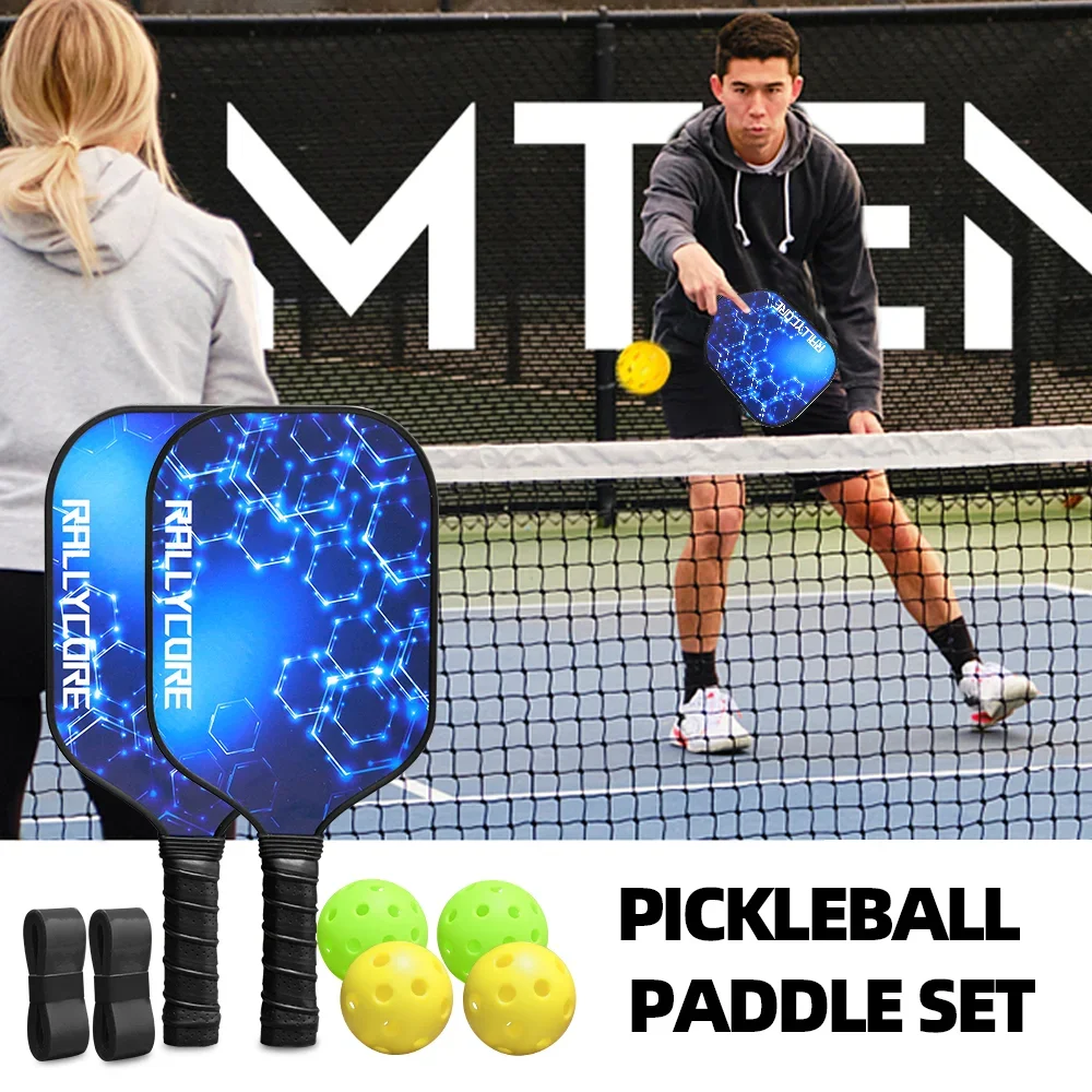 Set Raket Pickleball, Raket Portabel, Tas Pembawa, Perlengkapan Hadiah, Disetujui USAPA, Indoor Outdoor, Inti Sarang Lebah, 4 Bola