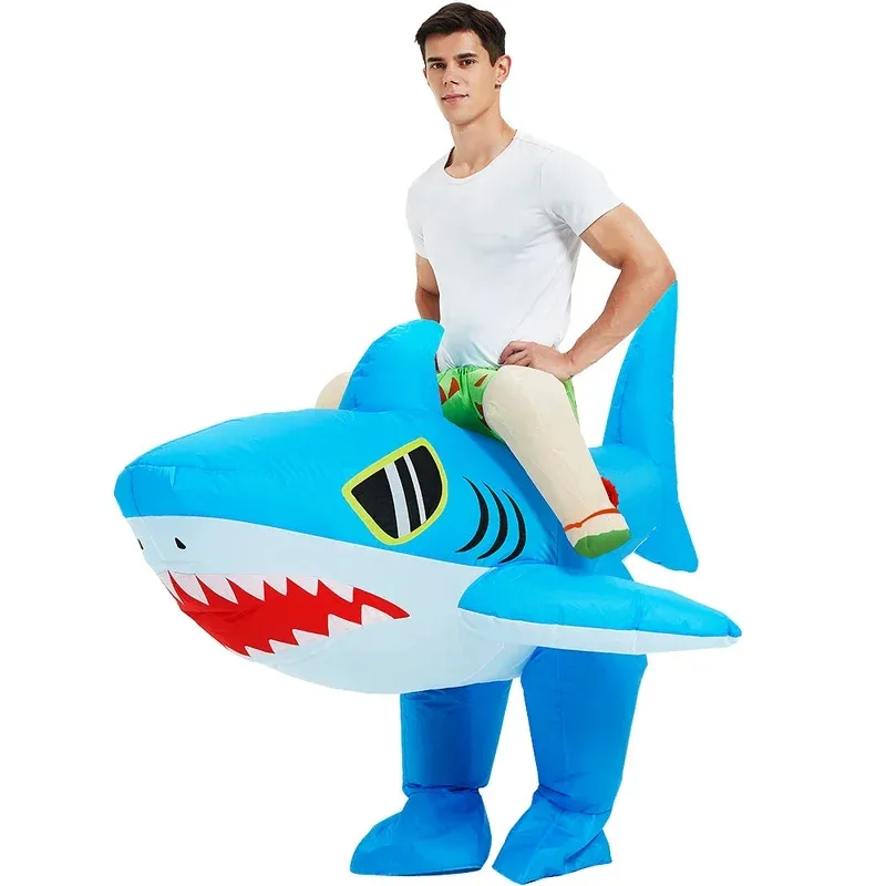 New Adult Kids Blue Shark Inflatable Costumes Anime Mascot Fancy Role Play Disfraz Halloween Party Cosplay Costume Dress Su NM35 view 2