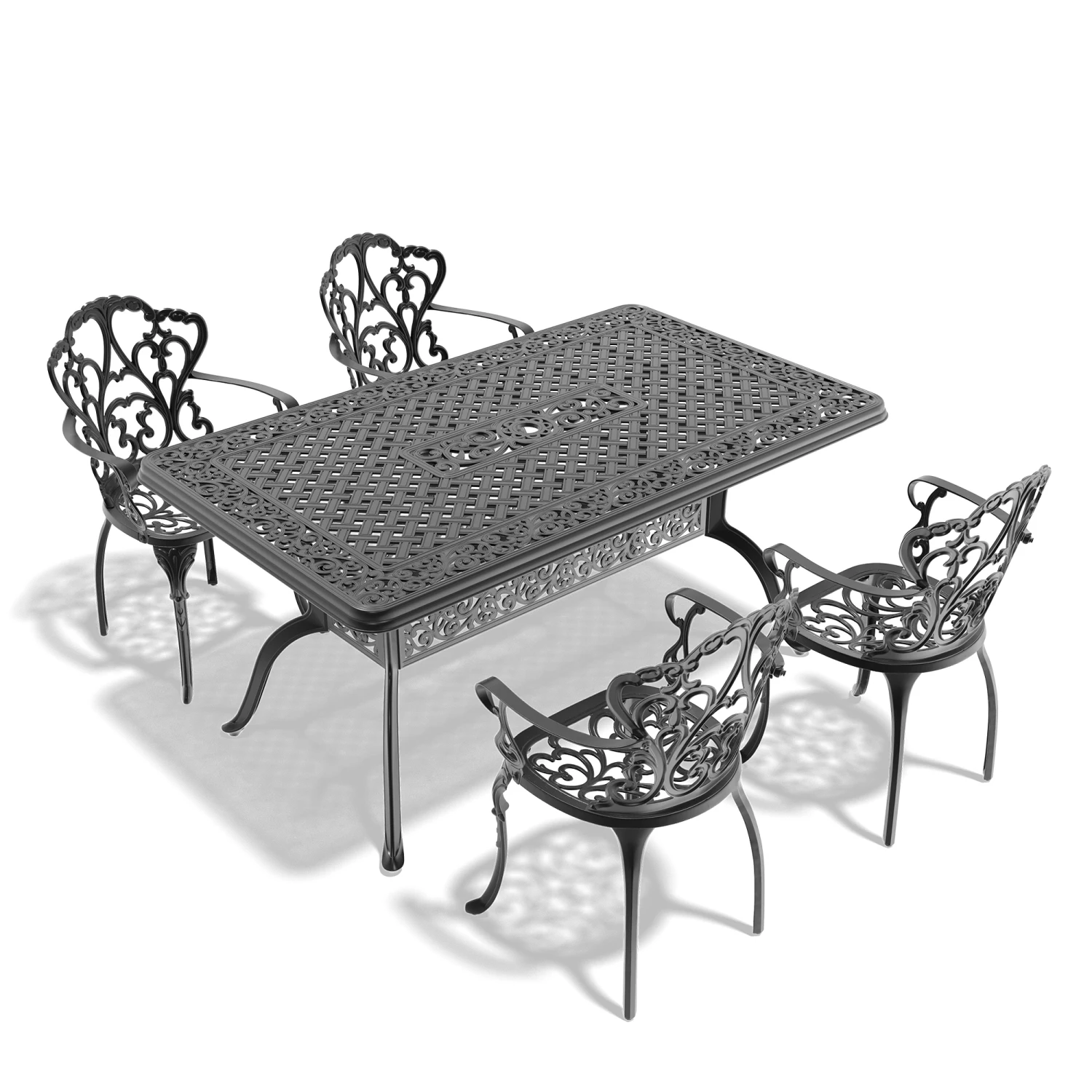 (Cushions In Random Colors)5-Piece Set Of Cast Aluminum Patio Furniture With Cushions