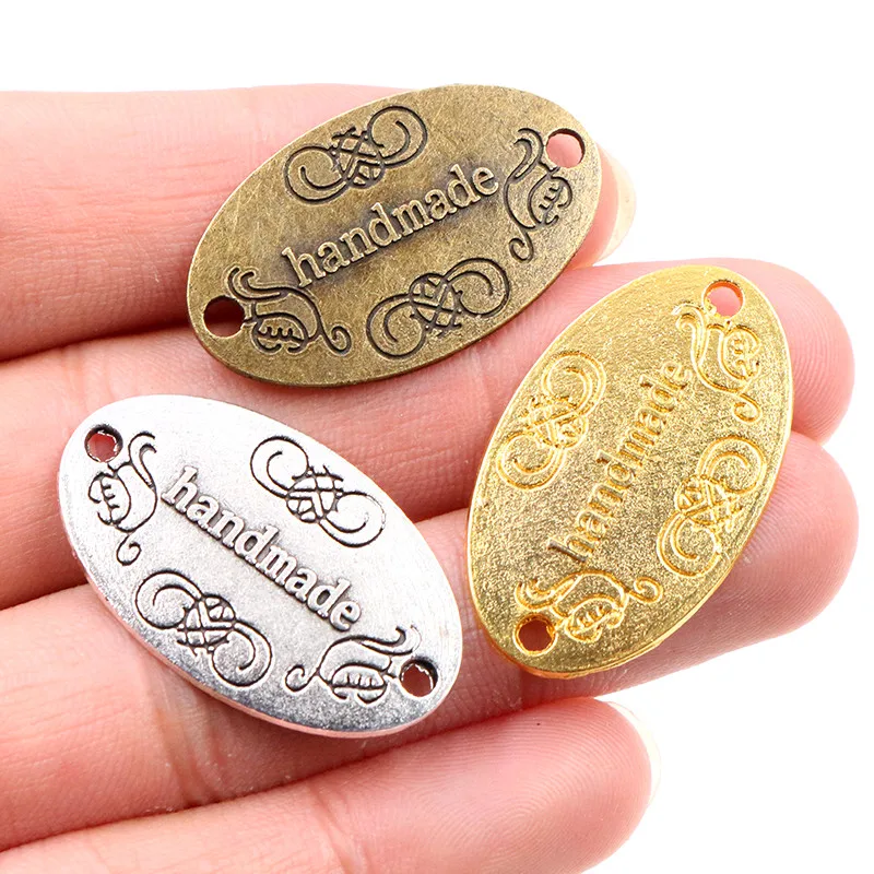 31x19mm 10pcs Antique Bronze Silver Plated Handmade Word In Oval Style Handmade Charms Pendant:DIY for bracelet necklace