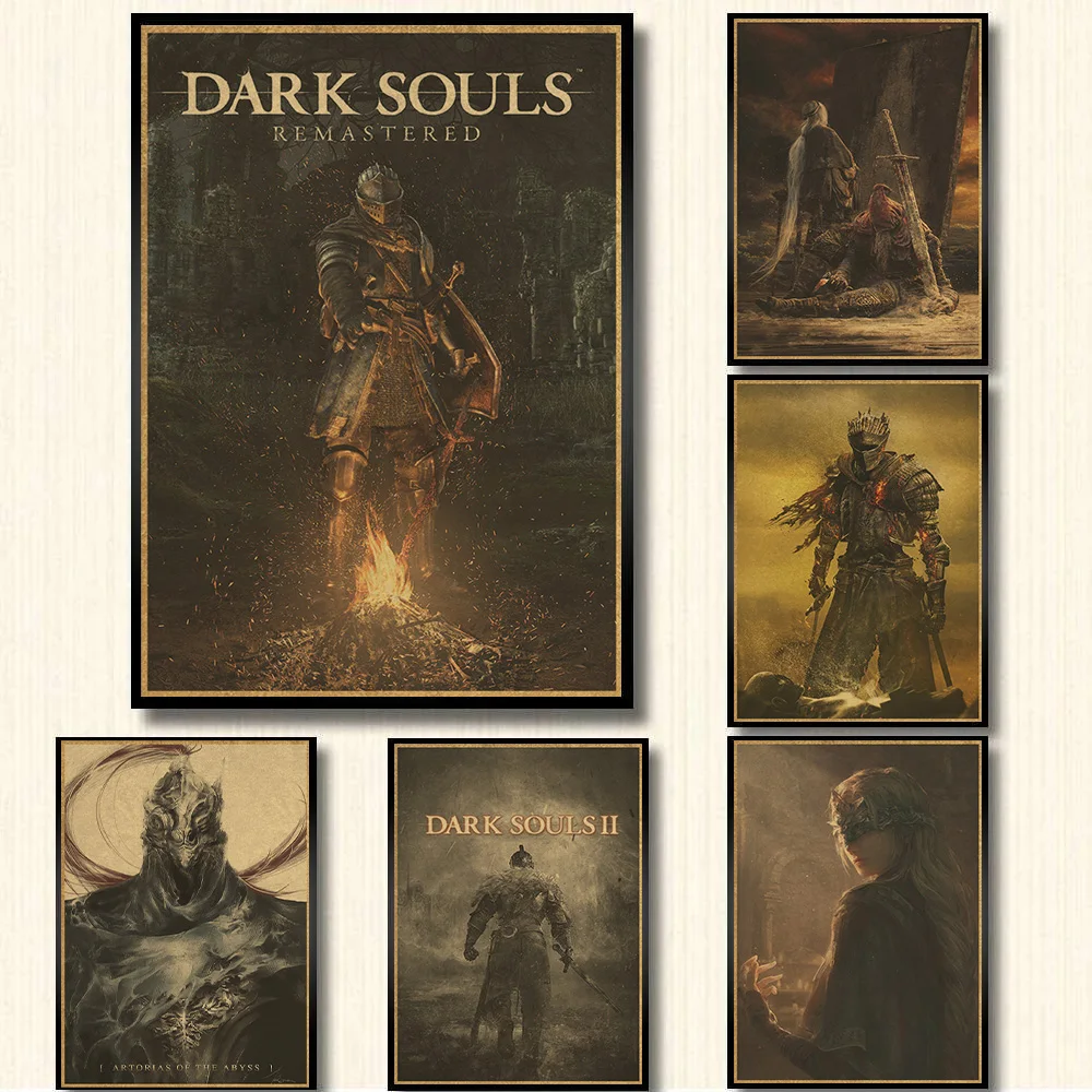 Póster de juego clásico The Dark Souls 3, pintura decorativa, póster de papel Kraft, pintura artística de pared, carteles e impresiones decorativos