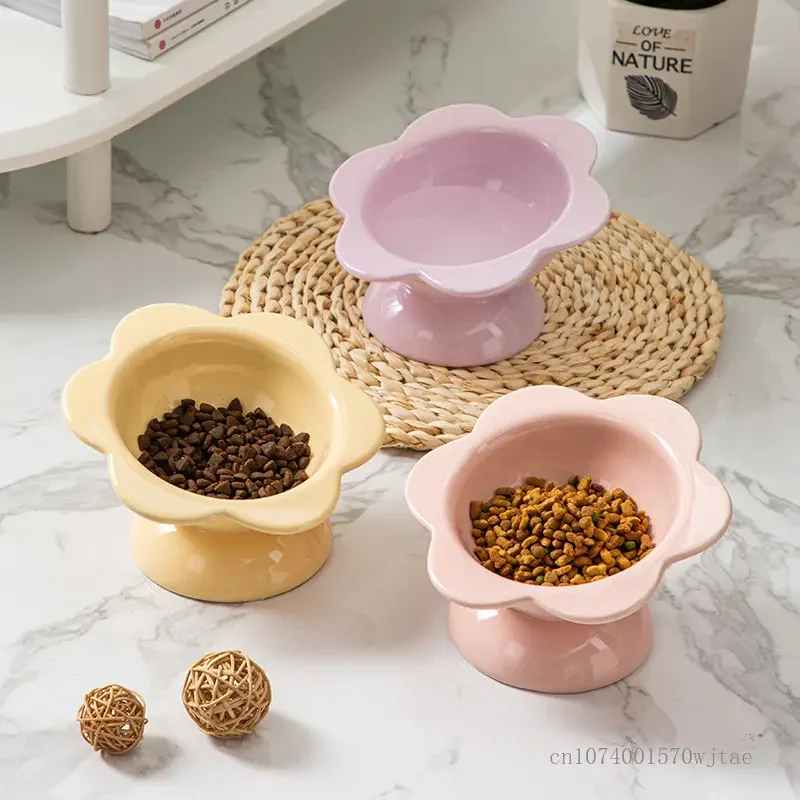 

Creative Lovely High Legged Ceramic Cat Bowl, Drink Water Eat Pet, Anti Knock Protection Spine Food Bowls, Pet Supplies, 1Pc
