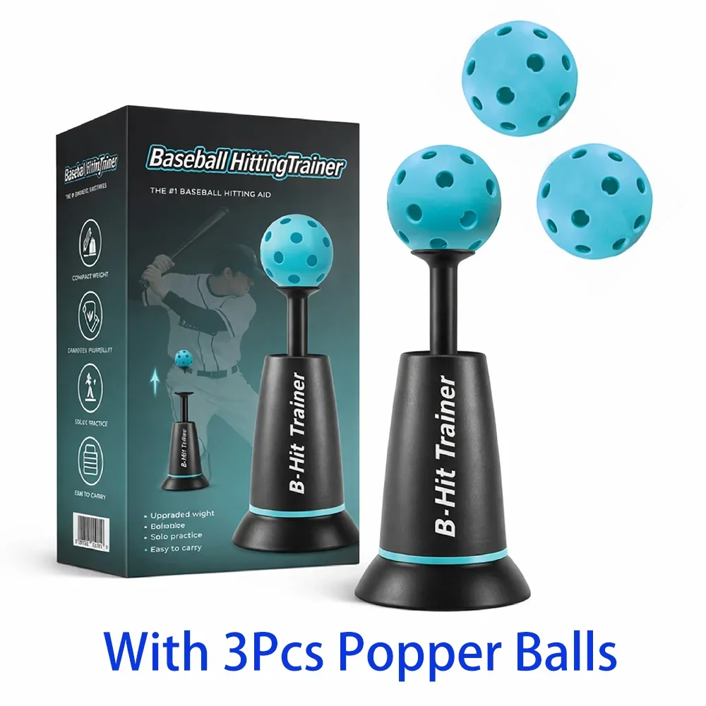 Baseball Tee Popper No Pitcher Hitting Trainer With 3 Popper Balls Outdoor Sports Baseball Strength Batting Training Equipment