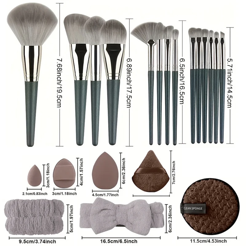 34개 메이크업 브러쉬 세트 14개 여행용 휴대용 파운데이션 컨실러 메이크업 브러쉬 전문가용 리퀴드 크림 메이크업 뷰티 도구