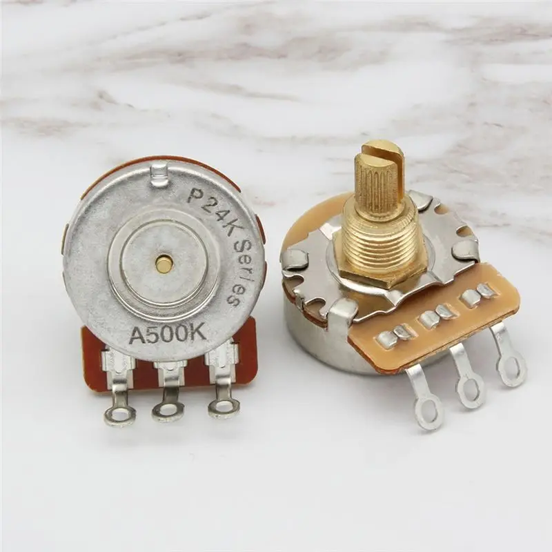 A12E-2PCS Guitar Potentiometers,Short Shaft Options,Fine 24-Spline Brass Shaft,Ideal For Guitar Customization