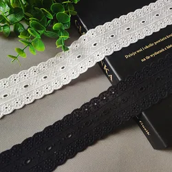 4.5cm wide 4yards/lot Craft Beige/Paper White Pure Cotton Embroidered Lace Trim X929