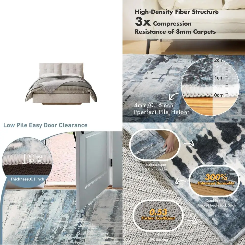 

5x7 Мягкие, моющиеся коврики для гостиных и спален, нескользящие, устойчивые к пятнам внутренние ковры, удобные напольные коврики для дин