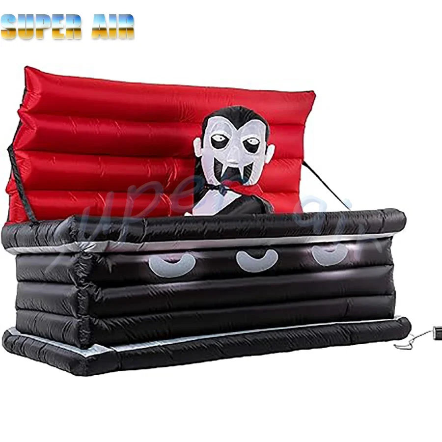 Vampire gonflable de décoration extérieure d'halloween émergente de cercueil géant avec ventilateur pour l'arrière-cour