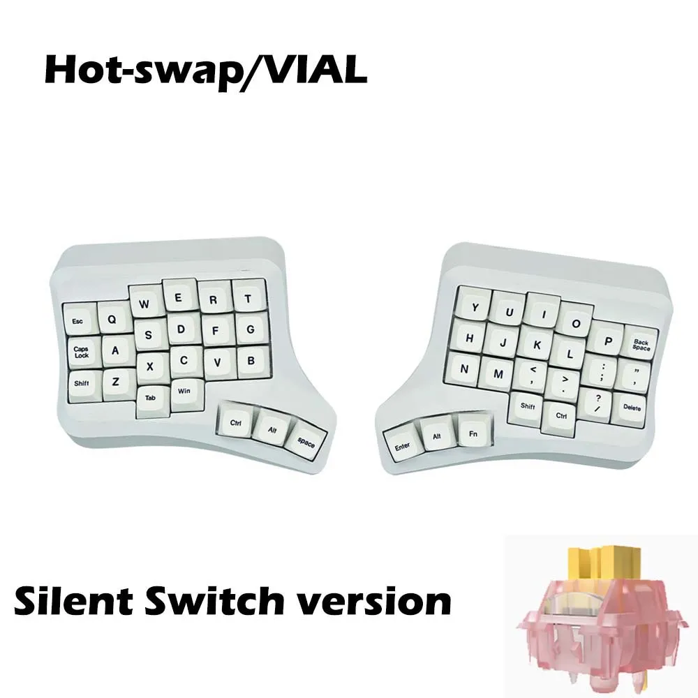 Teclado mecânico de ergonomia curvada dividida VELVET Hot-swap 2.4G sem fio VIAL programável