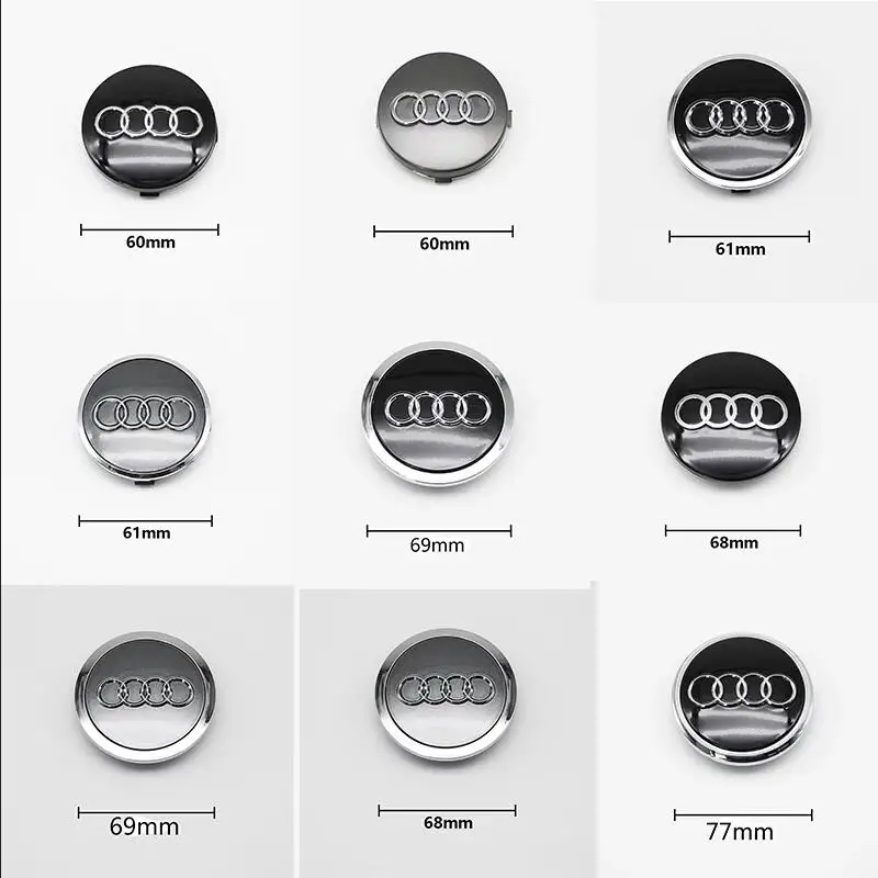 4Pcs 60 61 68 69 77mm Car Wheel Center Hub Cap 4B0601170 For Audi A3 A4 A5 A6 A7 A8 S4 S6 Rim Cover Emblem Stickers Accessories