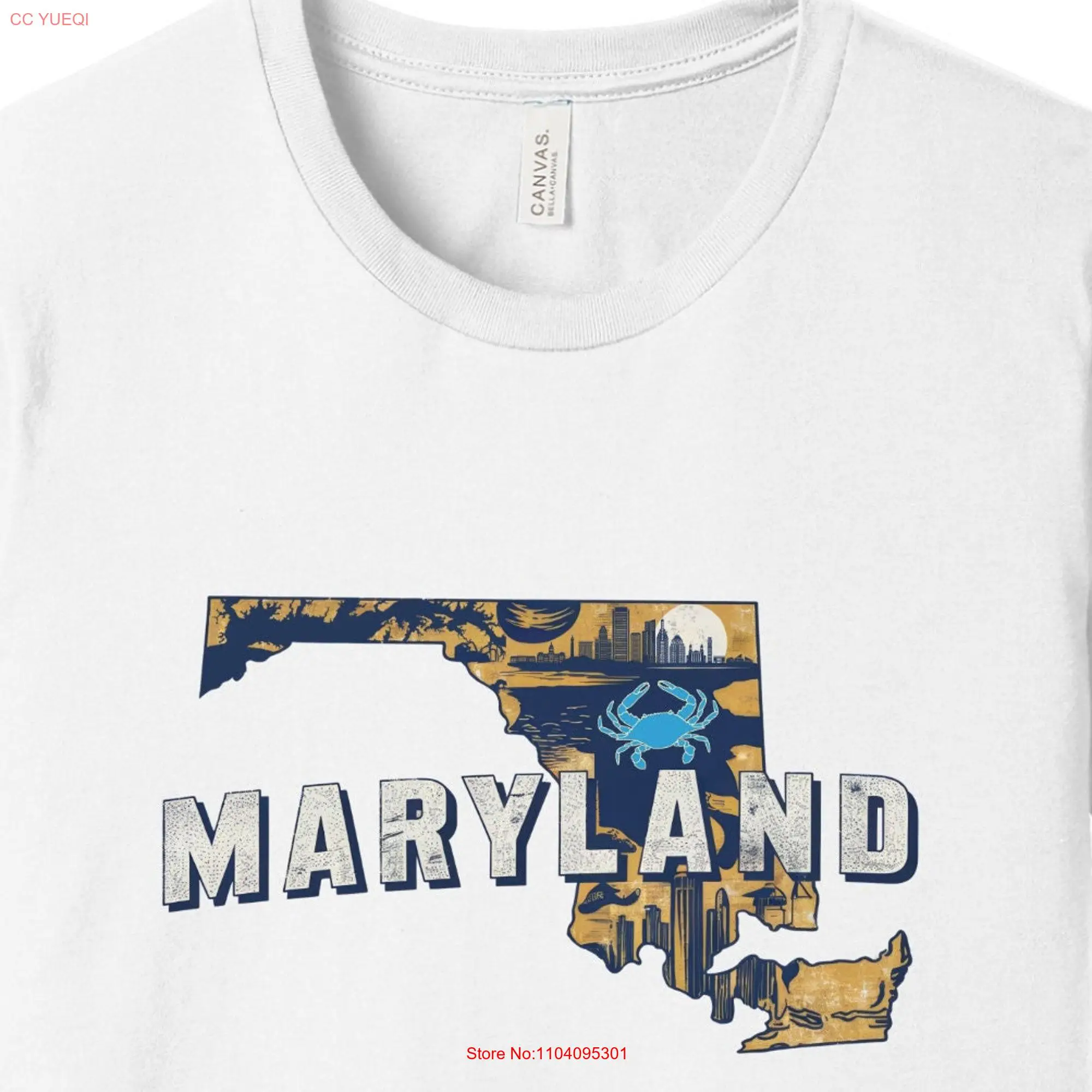 Maryland State T Shirt Iconic Design Crabs Skylines and Scenic Beauty long or short sleeves