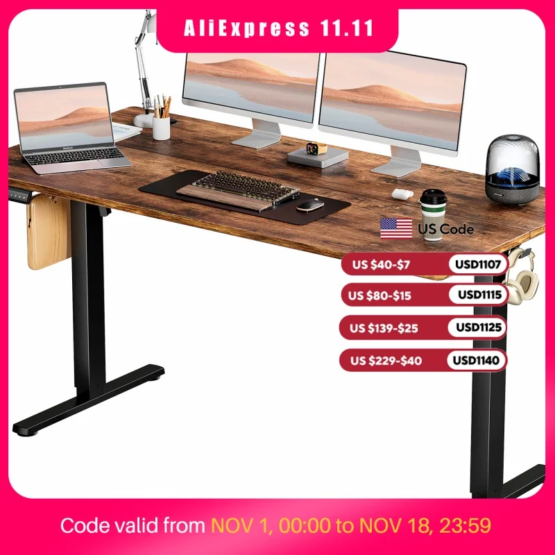 JHK 63x24 Inch Electric Standing Desk Ergonomic Height Adjustable Stand Up Sit Stand Computer Workstation Work Table For Office