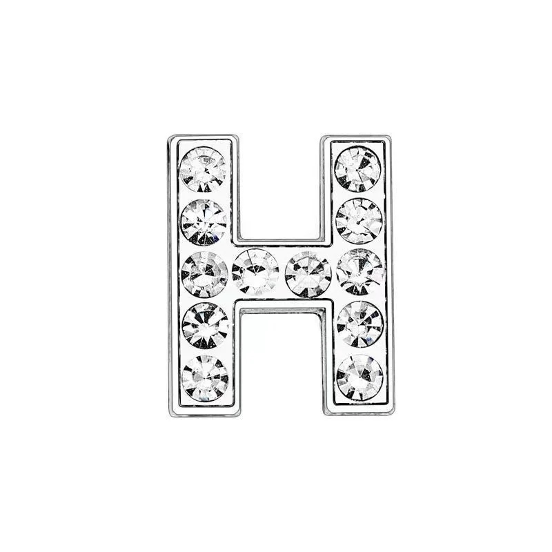 

1pc 8mm Rhinestone Slide Letter Charms For Jewelry Making Women Bracelet Alphabet H Leather Collar Pet Necklace DIY Accessories