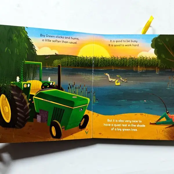 English version of children's educational cardboard story jigsaw puzzle book Busy Green Tractor