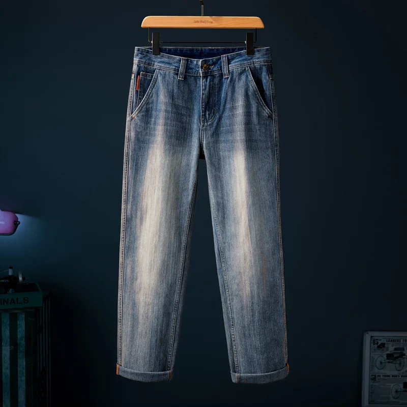 Jeans men straight tube loose business trend autumn and winter fashion versatile casual high-end pants