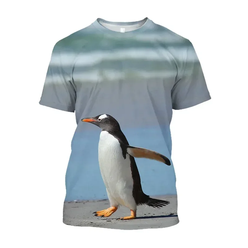

T-shirt Animal Pattern Printed 3d Simpatico Pinguino Per Uomo T-shirt Extra Large Casual and Fashionable Girocolo Manica Corta