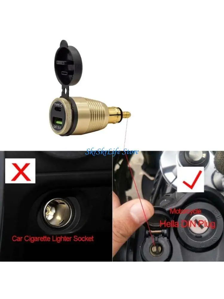 

E65E Motorcycle with Type-C+QC3.0 Quick Charging Din Adapter Power Plug