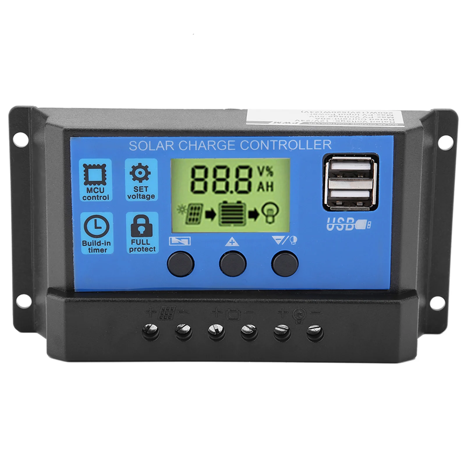 10A 20A 30A PWM 12V 24V Dubbele USB Zonnepaneel Laadregelaar met LCD-scherm