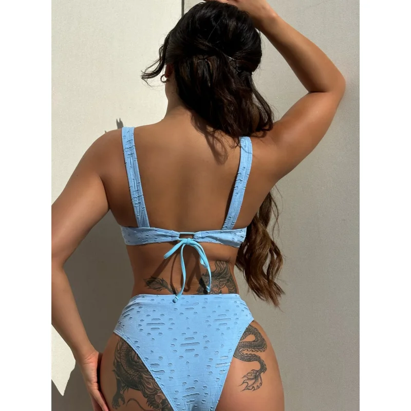 New Sexy Bikini Solid Color Special Fabric Swimsuit SwimwearLG219