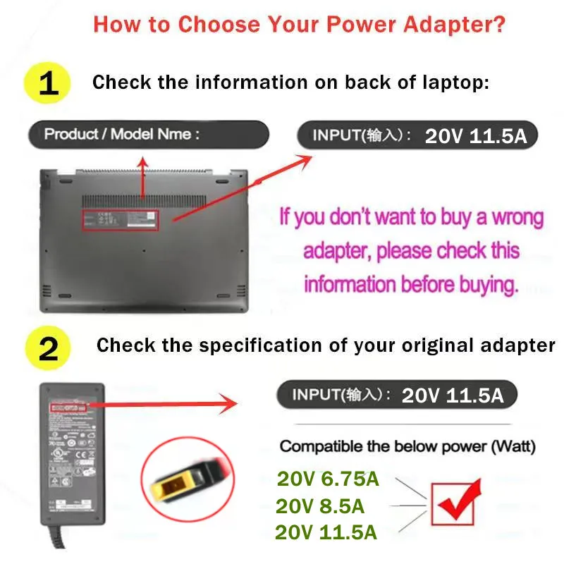 Imagem -06 - Genuíno 20v 11.5a 230w Carregador do Portátil Adl230sdc3a Adl230slc3a Adaptador ac para Lenovo Thinkpad W540 P71 P72 P73 Y900 Fonte de Alimentação