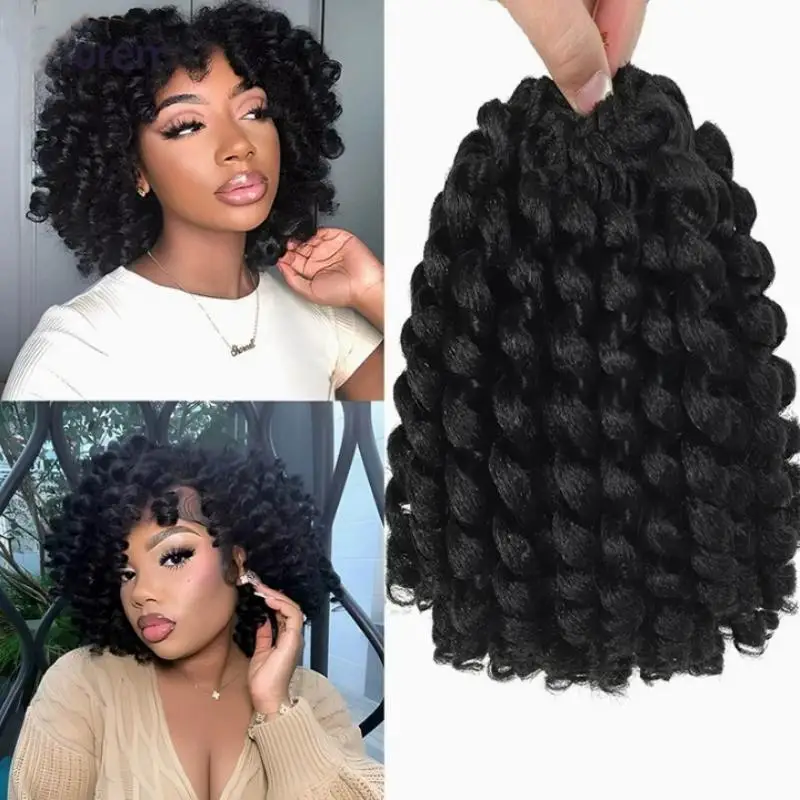 8 Inch Curly Jumpy Wand Crochet Hair Jamaican Bounce Crochet Hair Braids