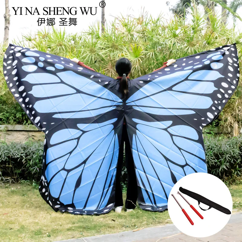 Kinder Erwachsene Bauchtanz Flügel Halloween Weihnachten Party Kinder Tanz Performance Schmetterling Flügel mit Stick Cosplay Beweglich