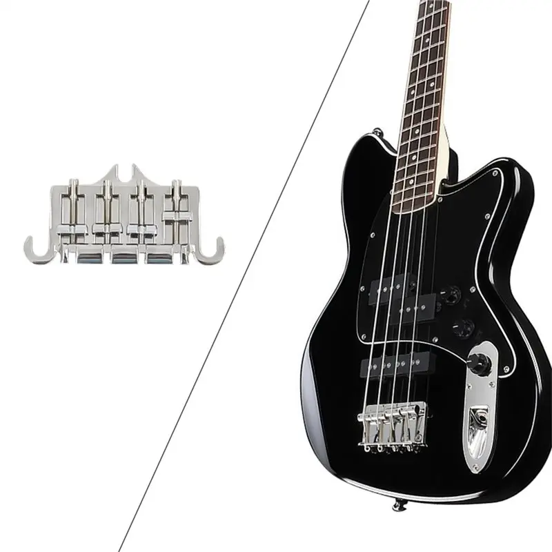 A99I-Zinc Alloy 3-Point 4 String Bass Bridge Tailpiece Replacement Part For GBS EP Style Bass Guitar