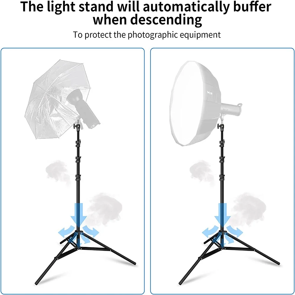 Selens Portable Adjustable 280cm Air Cushion Light Stand Aluminum Alloy Photo Studio Kits Folding Background Tripod Bracket 삼각대