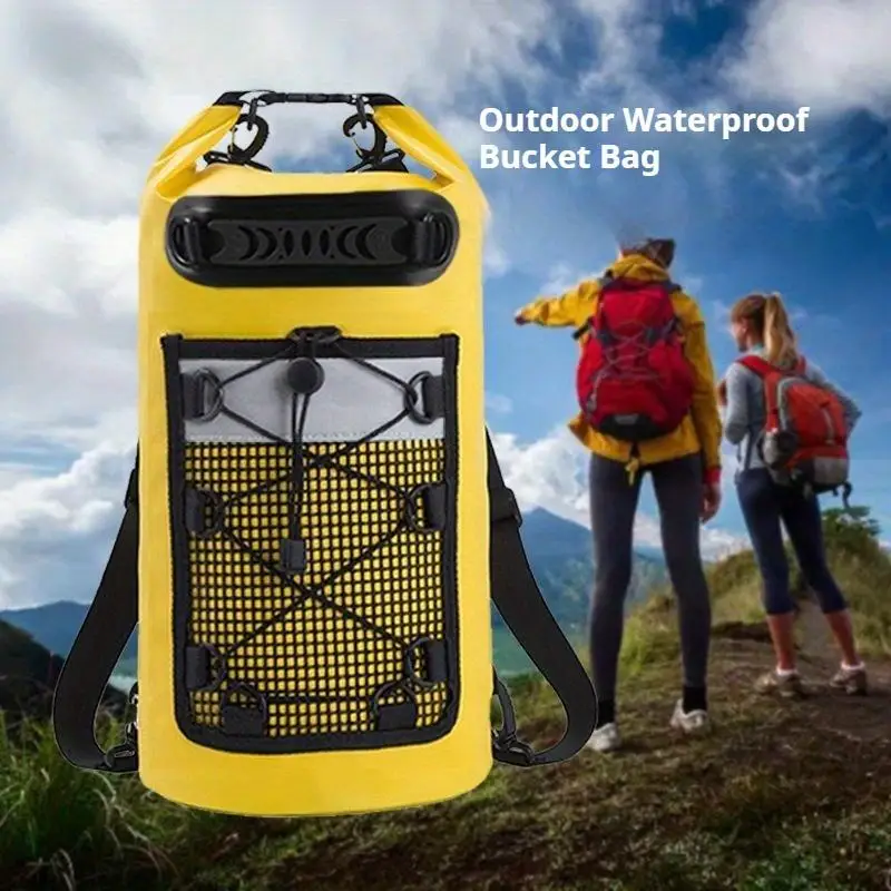 

Outdoor dry drift bag, waterproof camping beach swimming clip mesh material, reflective waterproof bucket bag
