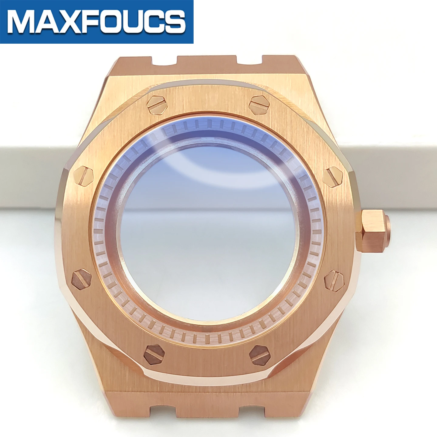 A.P. Uhrengehäuse im Stil MOD SKX NH35 NH36 4R36 Roségold Edelstahl Glänzend/Gebürstet Krone Saphirglas Uhrengehäuse Kundenspezifische Teile – Detail 14