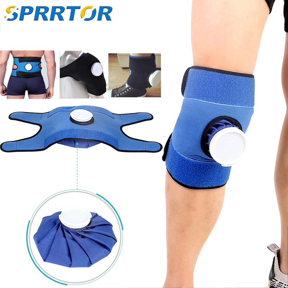 1Pcs Shoulder Knee Ankle Waist Brace,with Ice/Hot Compress Cloth Pack Holder, for Sprains,Muscle Pain, Bruises,Injuries,Swelling