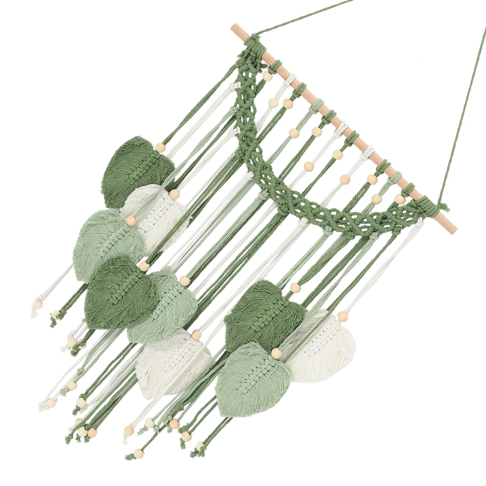 

H Woven Tapestry Round Tassel Hanging Bedroom Decoration Polyester Nordic Macrame Wall Leaf Design Home Accent Decor