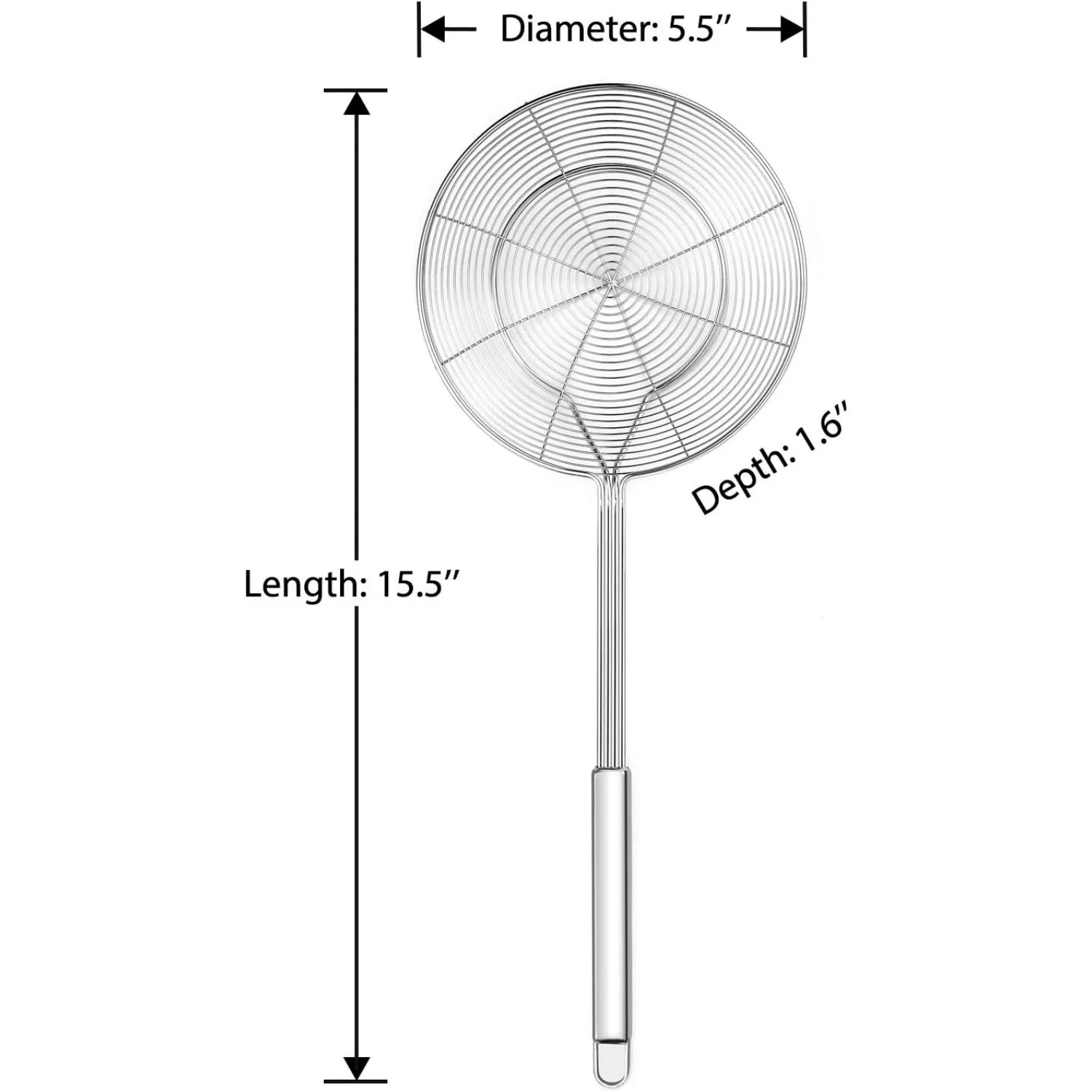 Solid Stainless Steel Spider Strainer Skimmer Ladle for Cooking and Frying, Kitchen Utensils Wire Strainer Pasta Strainer Spoon