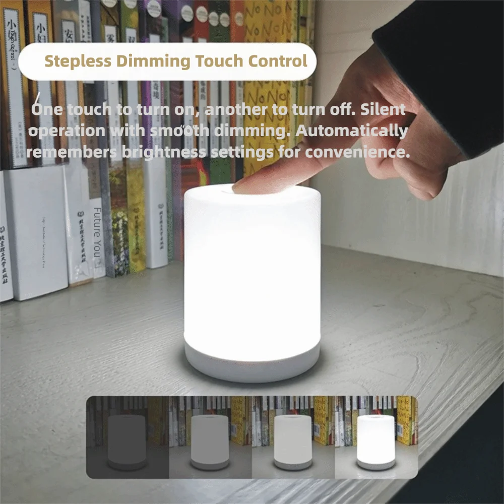 タッチコントロールタッチベッドヘッドライトポータブル調光可能な明るさ充電式ナイトライト耐久性のある目の保護ライト寮