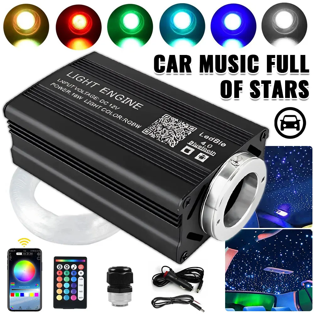 Car Starry Sky Light Auto Home Fiber Optic Lights Atmosphere Lamp Music Control Ceiling Lights RGB 12W 8 Colors Car Styling DIY