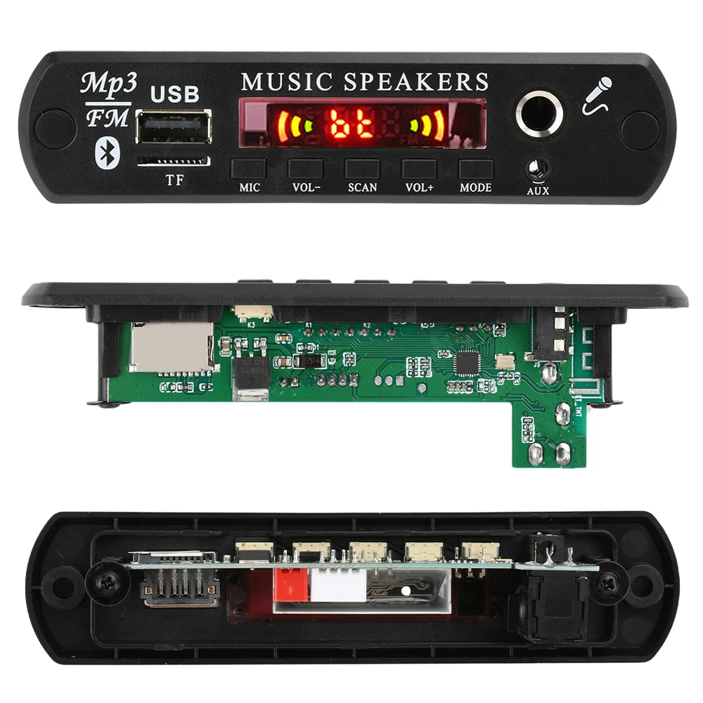 DC12V Bluetooth 5.0 MP3/WMA/WAV/FLAC/APE Audio Decoding Module With Remote Control Without Amplifier With Microphone Function