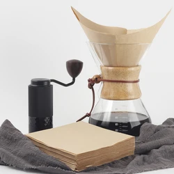 Chemex Square Coffee Filters Paper, Natural Unbleached Disposable Filter Papers Unfolded Large Coffee Filters Paper 30cm x 30cm