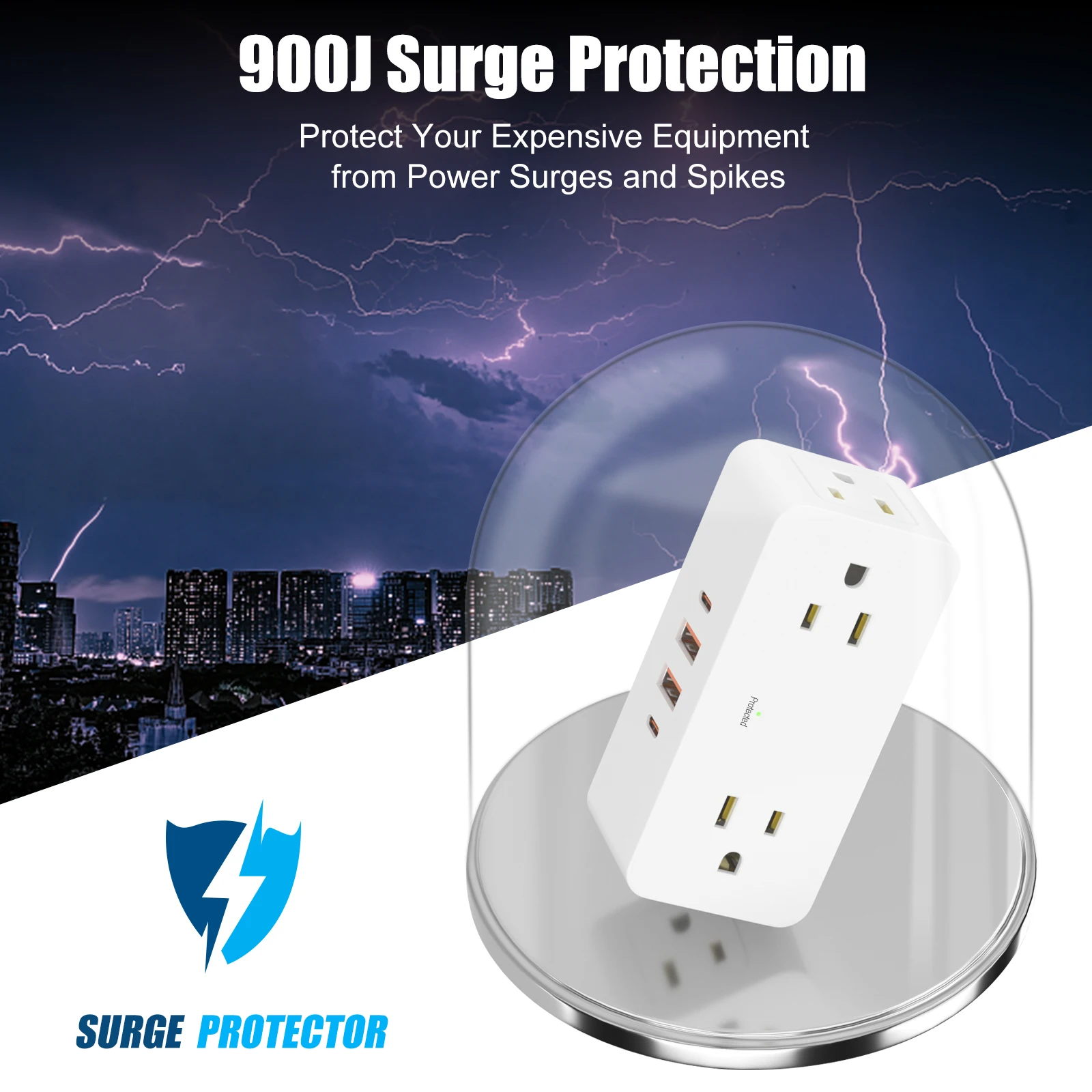 Multi Plug Power Strip Surge Protector 180 Degree Rotating Wall USB Plug Adapter Electrical Sockets Outlet Extender For Home