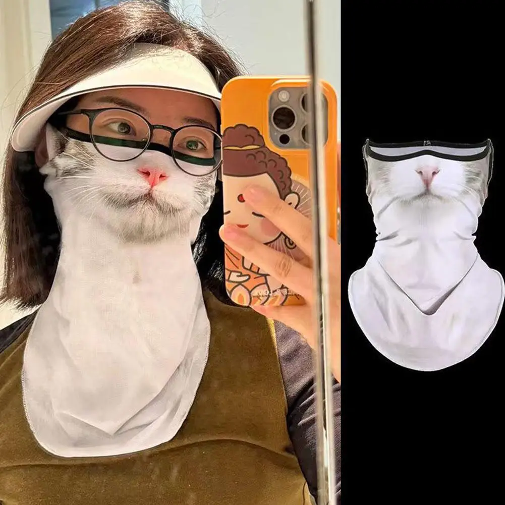 UV-Schutzmaske 3D Katze Hund Atmungsaktive Ohrschlaufenmaske Radfahren Wandern Motorrad Vollgesichtsmaske Sturmhaube Herren Damen Nackenschutz