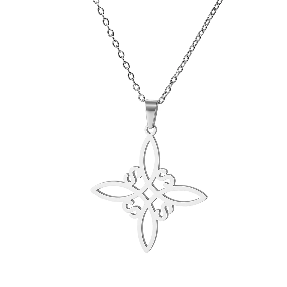 DGIDDK Stainless Steel Hollow Witch Knot Irish Knot Pendant Necklace Women's Fashion Unique Design Collarbone Chain Jewellery - view 6