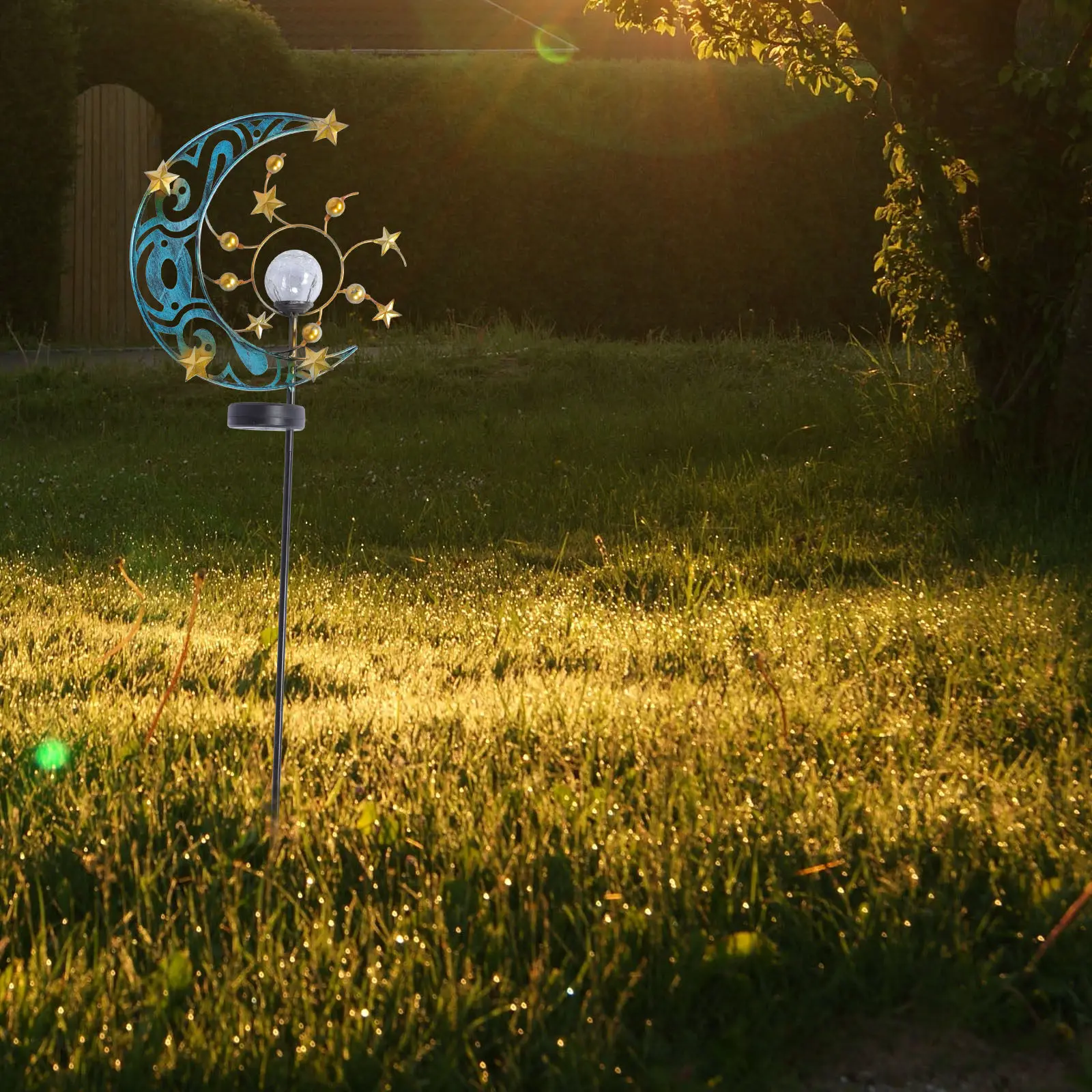 

1Pcs Solar Powered Moon Star Lamp Outdoor Waterproof LED Lawn Light Garden Night Lamp Decorative Yard Light Iron Art Design