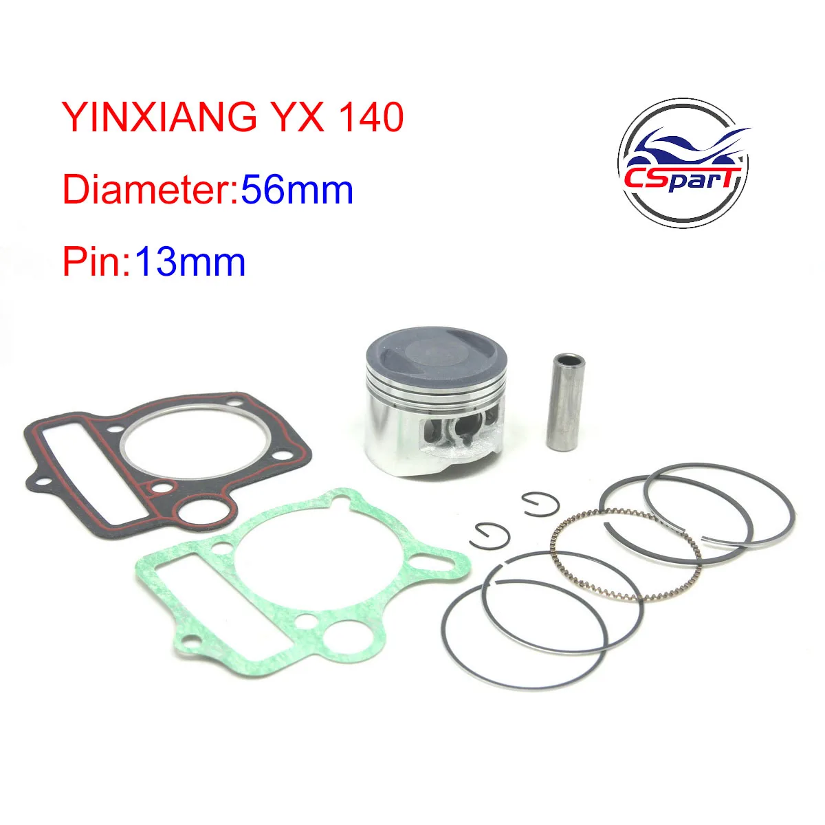 YX140 56MM 13MM Piston Rings Kit Gasket YinXiang 140CC YX1P56FMJ  Kaya Xmotos Apollo orion Dirt Pit Bikes Parts