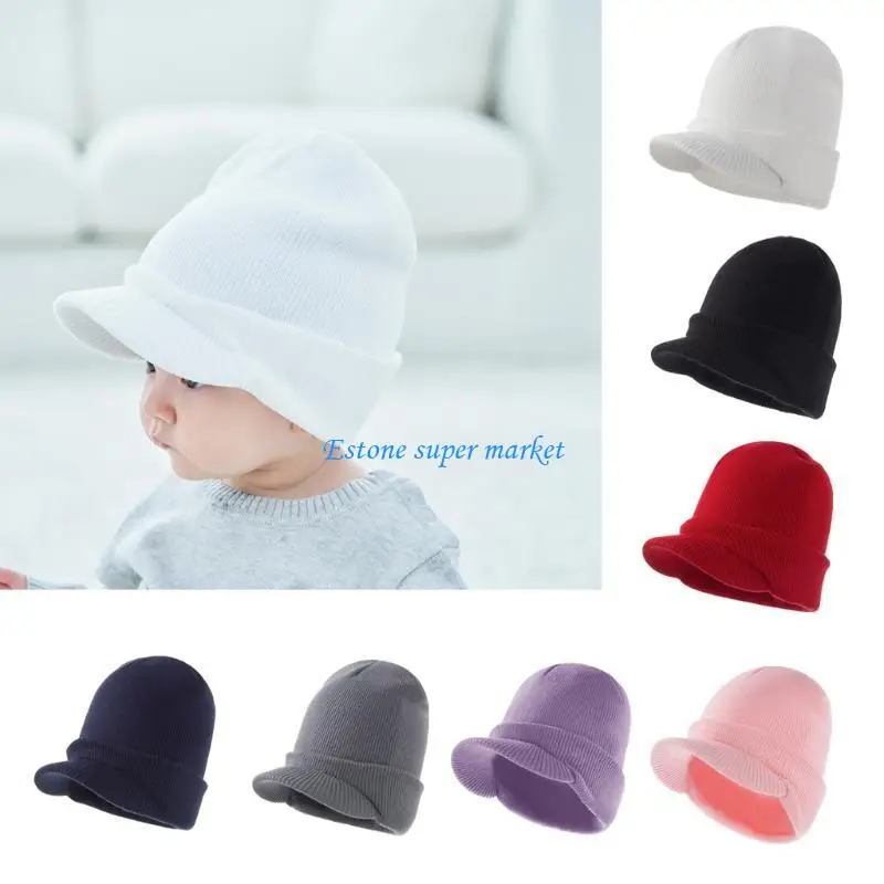 090B الخريف الشتاء بلون الطفل محبوك قبعة الأذن للحماية يندبروف قبعة بيسبول الدافئة لينة عادية Sunhat العقص قبعة #5