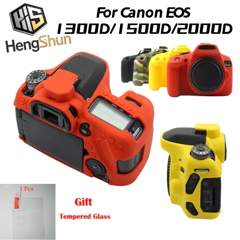 For Canon EOS 1300D 1500D 2000D SLR Camera bag Silicone case, Protective case, Soft case bag cover +1PCS Free Tempered Film