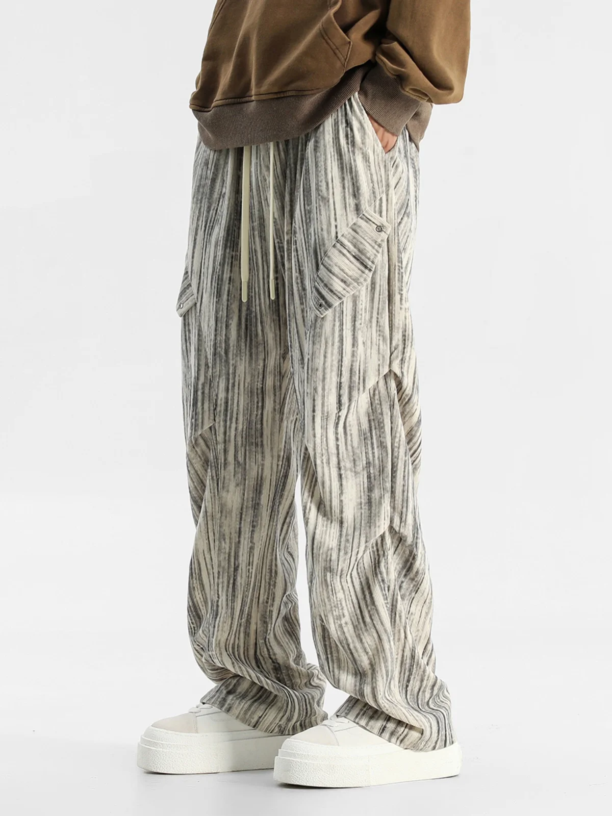 

Мужские повседневные спортивные брюки тай-дай свободного прямого кроя для активного отдыха, функциональные рабочие брюки, осенняя модная коллекция бренда