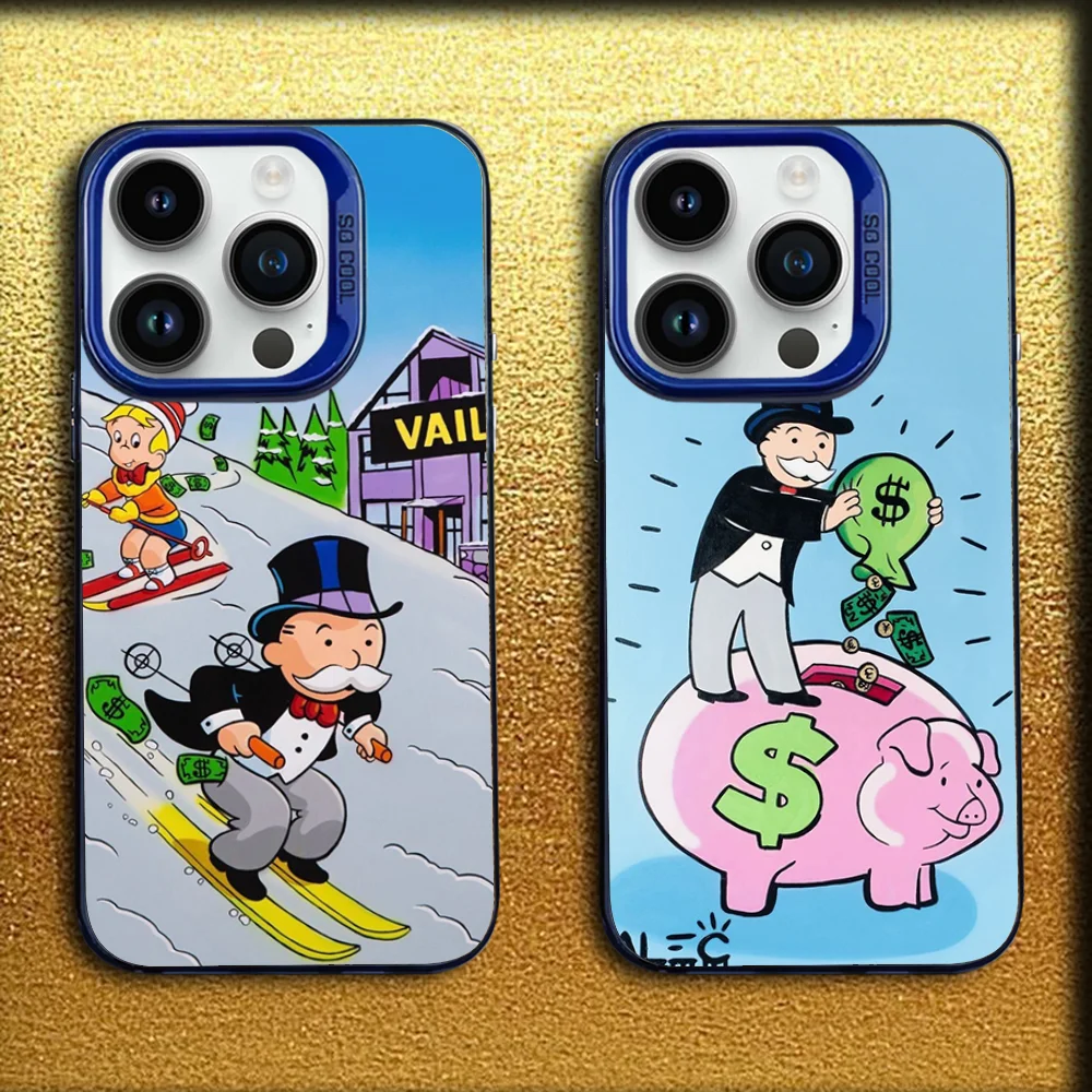 

Dollar Alec M-Monopoly Man Phone Case For iPhone 16,15,14,13,12,11,Mini,Pro,MAX Blue Matte Silicone Cover