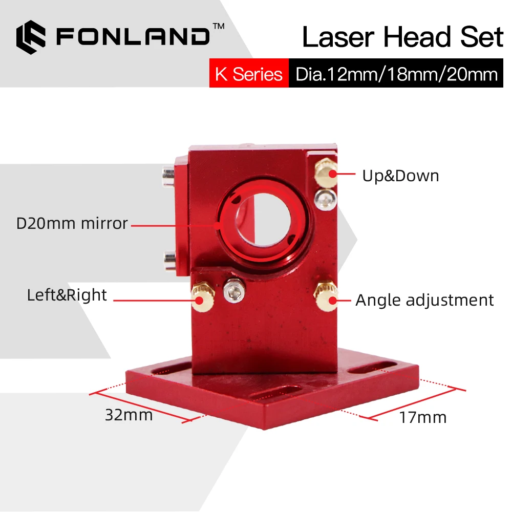 FONLAND K Series – Mini-tête Laser CO2 D12/18/20mm FL50.8mm lentille pour Machine de découpe et gravure Laser 2030 4060 K40